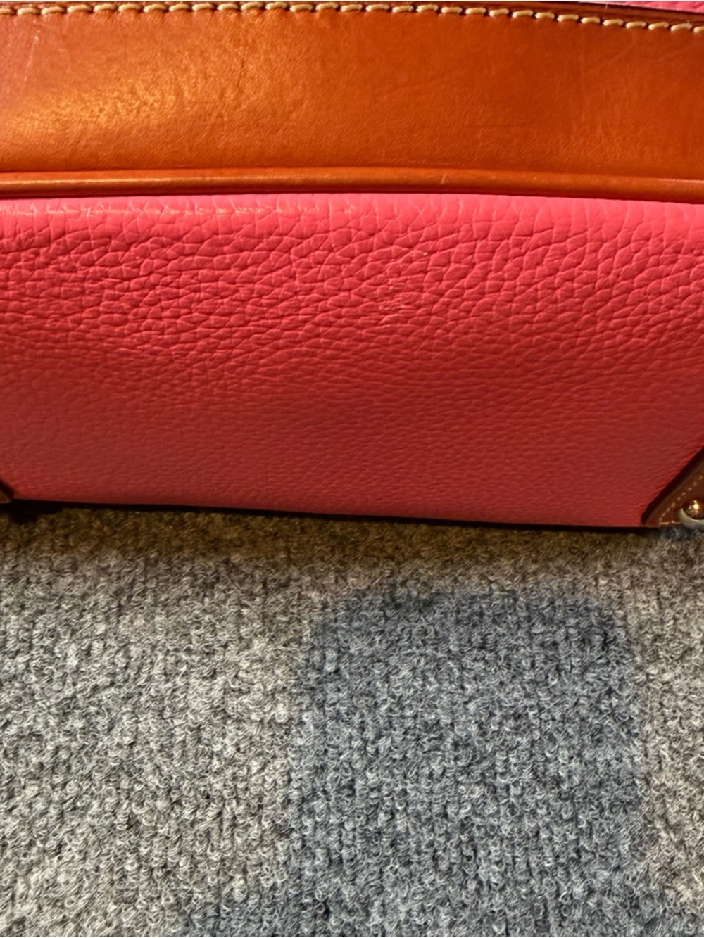 Dooney & Bourke Hot Pink Leather Satchel with Brown Trim - Picture 4 of 13